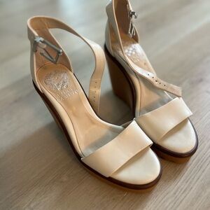 Cream Wedge Sandals